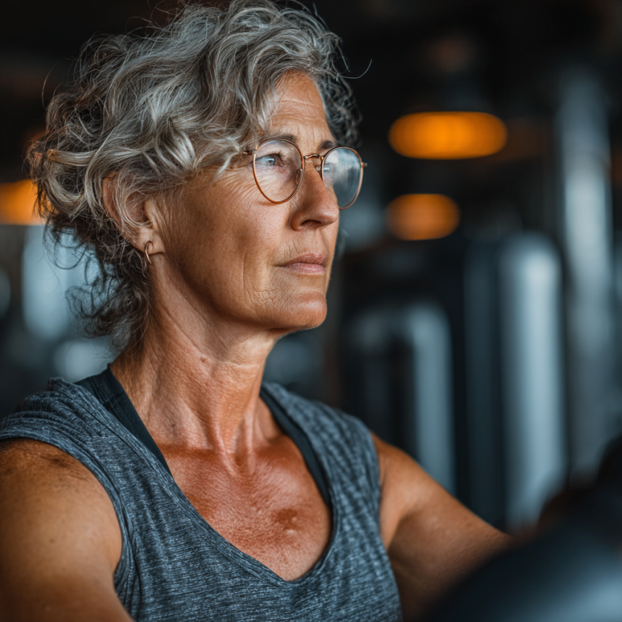 Група літніх людей виконує вправи